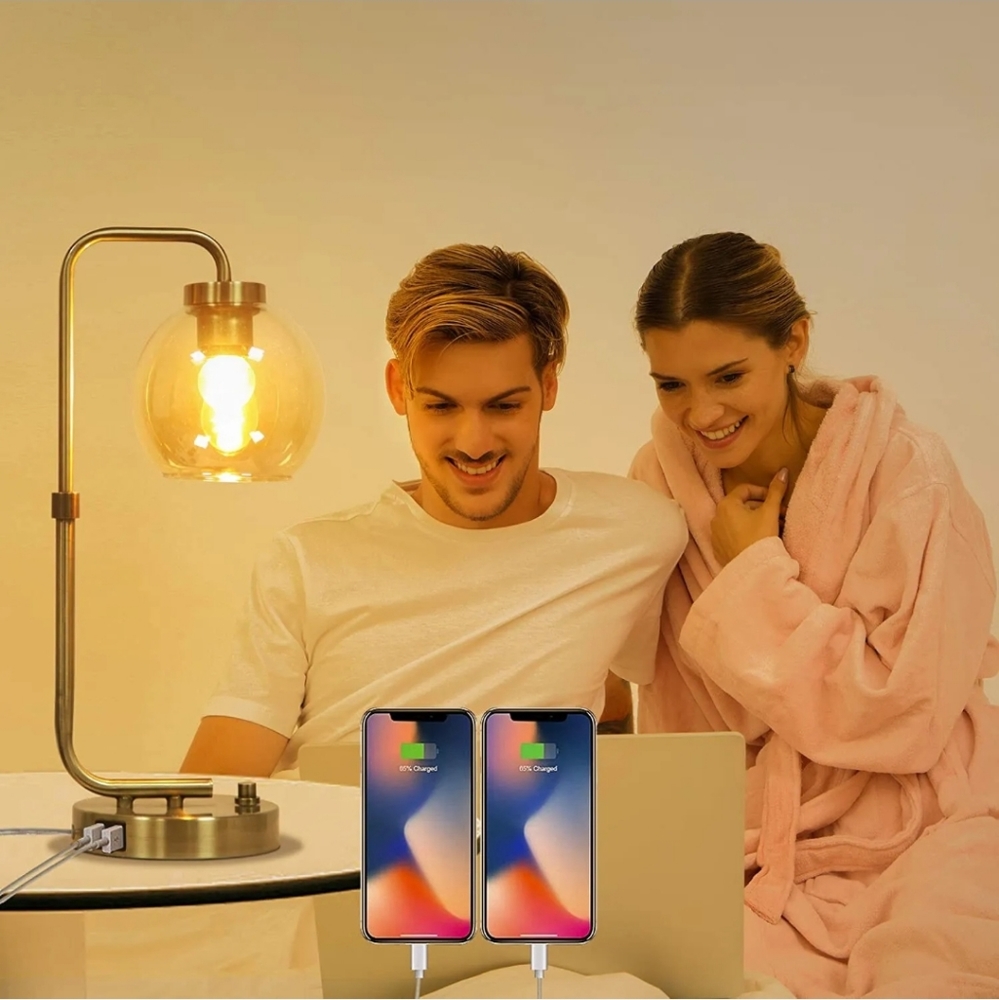 NEW Industrial Table Lamp with USB Charging Port